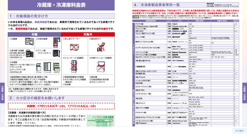 冷蔵庫家電リサイクル料金