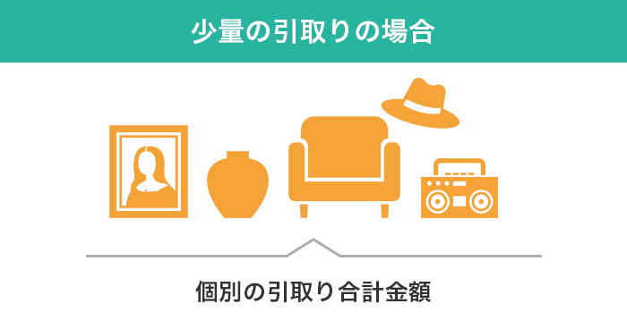 小量の引取り、個別の引取り合計金額