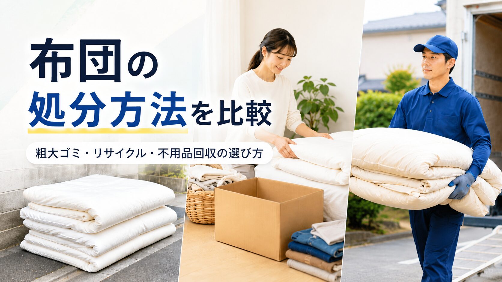 布団の処分方法を比較|粗大ゴミ・リサイクル・不用品回収の選び方